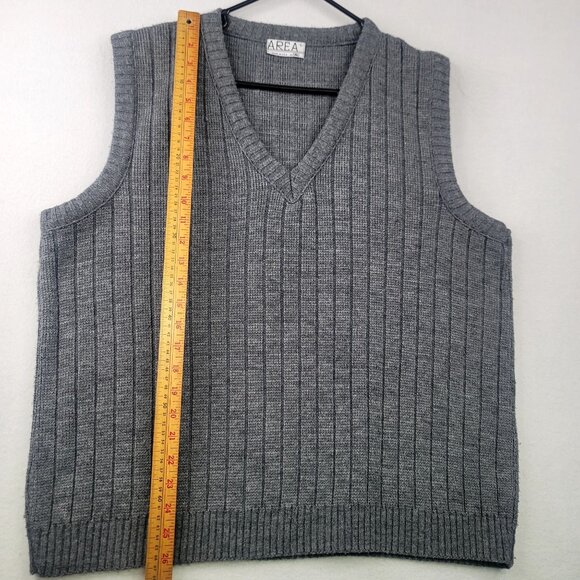 Area Vintage Mens Sweater Vest Large Ribbed Knit Sleeveless Classic Design USA - Picture 6 of 6
